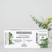 Tropical Destination Boarding Pass Wedding Einladu (Stehend Vorderseite)