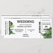 Tropical Destination Boarding Pass Wedding Einladu (Vorne/Hinten)