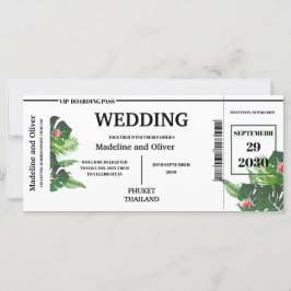 Tropical Destination Boarding Pass Wedding Einladu