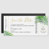 Tropical Destination Palm Boarding Pass Rett Datum Magneteinladung (Vorne/Hinten)