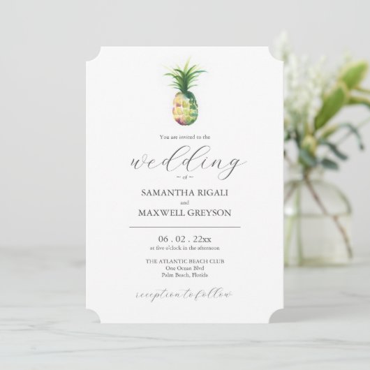 Tropical Destination Unique Wedding Invitation Einladung (Stehend Vorderseite)