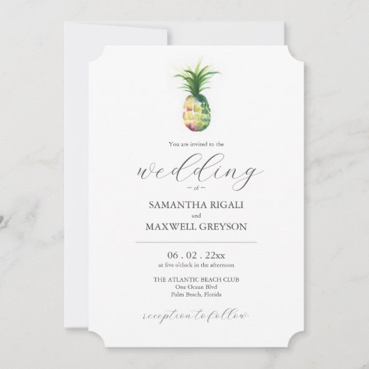 Tropical Destination Unique Wedding Invitation Einladung (Vorderseite)