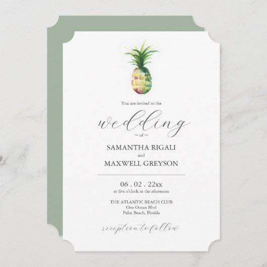 Tropical Destination Unique Wedding Invitation Einladung (Vorne/Hinten)