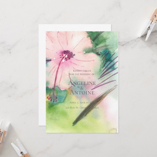 Tropical Destination Wedding  Einladung (Vorderseite/Rückseite Beispiel)