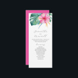 Tropical Destination Wedding Programs Pink Flowers Programm<br><div class="desc">Looking for unique wedding program ideas? These Zazzle wedding programs feature a bold and colorful tropical design, showcasing a vibrant pink hibiscus flower with lush monstera palm leaves. Perfect for garden and destination weddings, this stylish program adds a botanical touch to your special day. Easily customize the template fields to...</div>