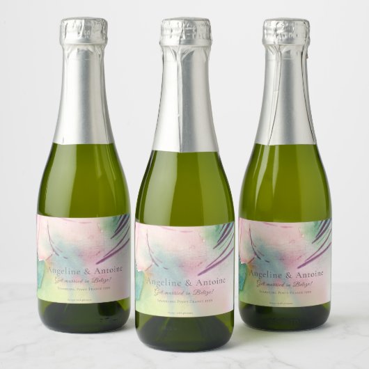 Tropical Destination Wedding  Schaumweinetikett (Flaschen)