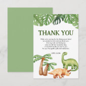 Tropical Dinosaur Boy Baby Dusche Dankeskarte (Vorne/Hinten)