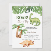 Tropical Dinosaur Boy Baby Dusche Einladung (Vorderseite)