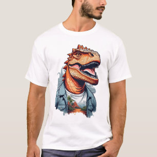 Tropical Dinosaur Rawr AI Art T-Shirt
