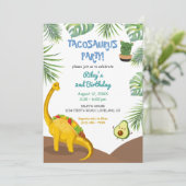 Tropical Dinosaur Tacos Tacosaurus Party Geburtsta Einladung (Stehend Vorderseite)