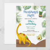 Tropical Dinosaur Tacos Tacosaurus Party Geburtsta Einladung (Vorne/Hinten)