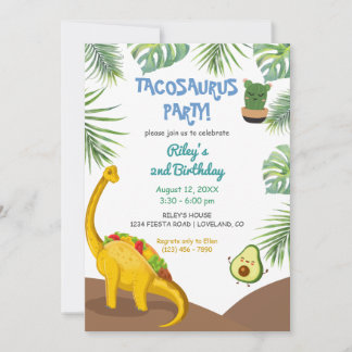 Tropical Dinosaur Tacos Tacosaurus Party Geburtsta Einladung