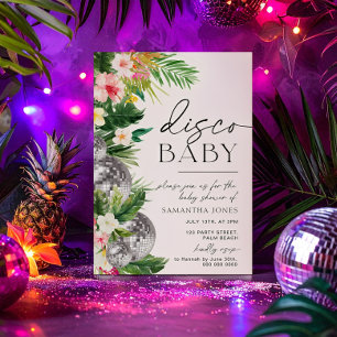 Tropical Disco Ball Blätter Babydusche Einladung
