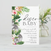 Tropical Disco Ball Blätter Babydusche Einladung (Stehend Vorderseite)