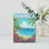 Tropical Dominica Beach Palm Tree Travel Postkarte (Stehend Vorderseite)
