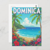 Tropical Dominica Beach Palm Tree Travel Postkarte (Vorne/Hinten)