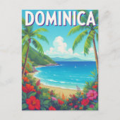 Tropical Dominica Beach Palm Tree Travel Postkarte (Vorderseite)