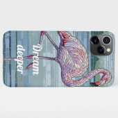 Tropical Dreamer Pink Flamingo Mosaic Art iPhone Hülle (Rückseite (Horizontal))