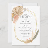 Tropical Dried Palm Gold Geometric Wedding Einladung (Vorderseite)