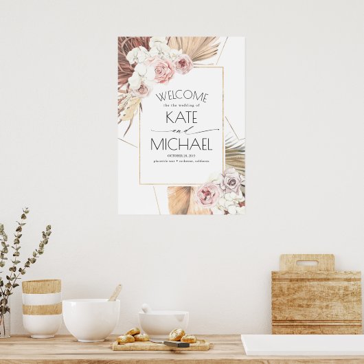 Tropical Dried Palm Leaf Boho Wedding Poster (Küche)