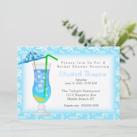 Tropical Drink Bridal Dusche Einladung (Stehend Vorderseite)