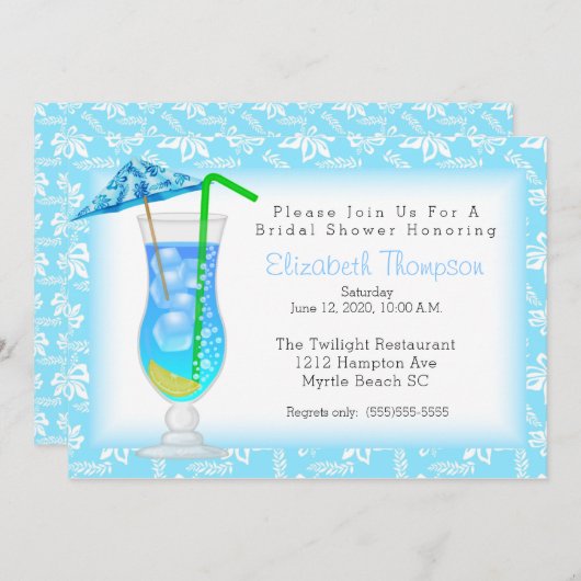 Tropical Drink Bridal Dusche Einladung (Vorne/Hinten)