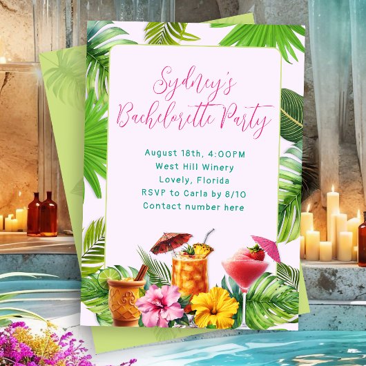 Tropical Drinks Bachelorette Party Einladung