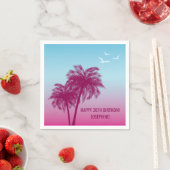 Tropical Dusk With Pink Palm Trees Happy Birthday Serviette (Beispiel)