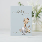 Tropical Dusty Blue Jungle Baby Dusche Dankeskarte (Stehend Vorderseite)