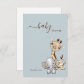 Tropical Dusty Blue Jungle Baby Dusche Dankeskarte (Vorne/Hinten)