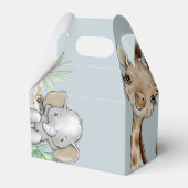 Tropical Dusty Blue Jungle Baby Dusche Geschenkschachtel (Rückseite)