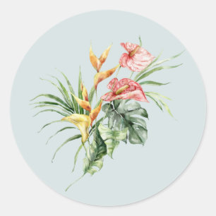 Tropical Elegance Bird of Paradise Hochzeitsaufkle Runder Aufkleber