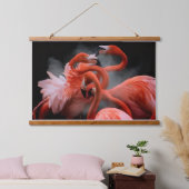 Tropical Elegance Flamingo Dance Photography Wandteppich Mit Holzrahmen (Schlafzimmer)