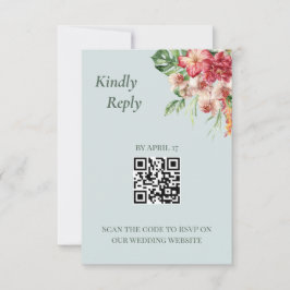 Tropical Elegance QR-Code-Hochzeits-RSVP-Karte RSVP Karte