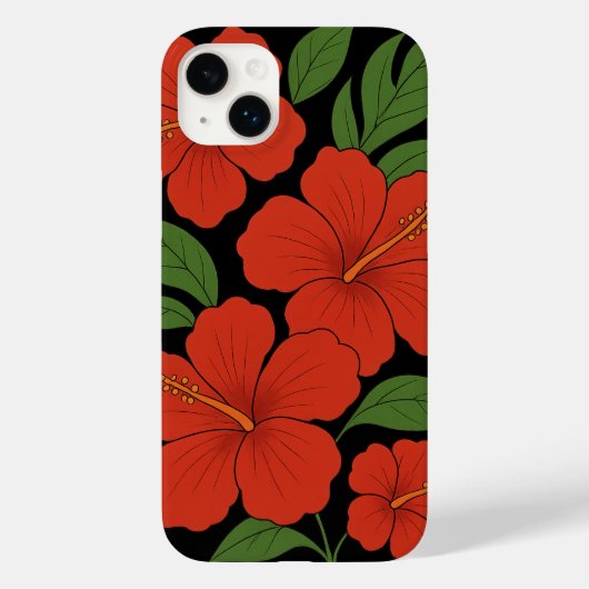 Tropical Elegance Red Hibiscus on Black Case-Mate iPhone Hülle (Rückseite)