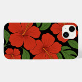 Tropical Elegance Red Hibiscus on Black Case-Mate iPhone Hülle (Rückseite (Horizontal))