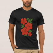 Tropical Elegance Red Hibiscus on Black T-Shirt (Vorderseite)