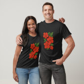 Tropical Elegance Red Hibiscus on Black T-Shirt (Unisex)