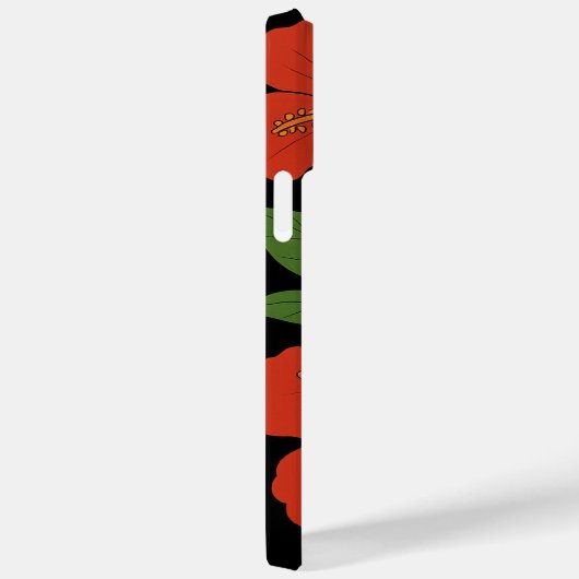 Tropical Elegance Roter Hibiskus auf Schwarz Case-Mate iPhone Hülle (Rückseite / Rechts)