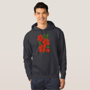 Tropical Elegance Roter Hibiskus auf Schwarz Hoodie