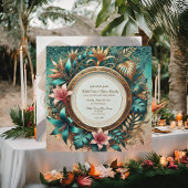 Tropical Elegance Round Frame Wedding Einladung
