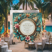 Tropical Elegance Round Frame Wedding Einladung