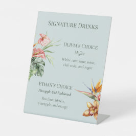 Tropical Elegance Signature-Drinks-Hochzeits-Schil Sockelschild