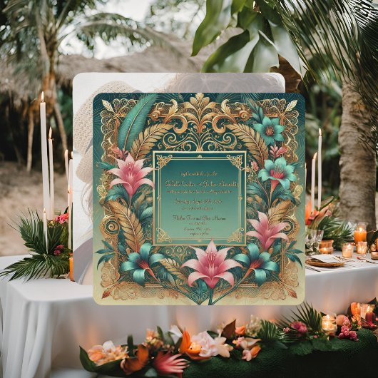 Tropical Elegance Square Rahmen Hochzeit Einladung