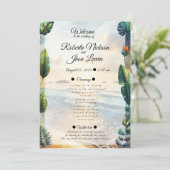 Tropical Elegance Wedding Einladung (Stehend Vorderseite)