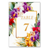 Tropical Elegant Floral Wedding Tischnummer (Rückseite)