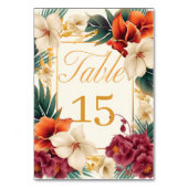 Tropical Elegant Floral Wedding Tischnummer (Vorderseite)