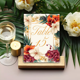 Tropical Elegant Floral Wedding Tischnummer