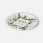 Tropical Elegant Green Palms Gold Frame Wedding Pappteller (Schrägansicht)