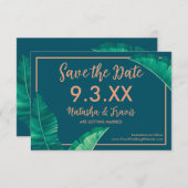 Tropical Elegant Palm Blätter Save The Date (Vorne/Hinten)